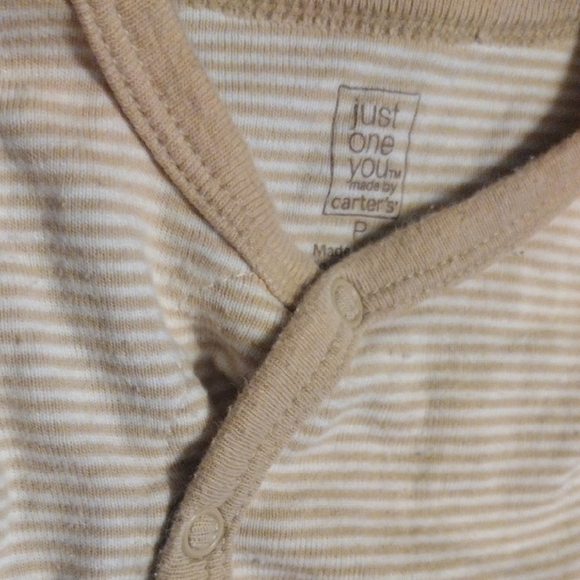 Striped Preemie Baby Cardigan with Elephant Patch And Hand mitts - Picture 2 of 6